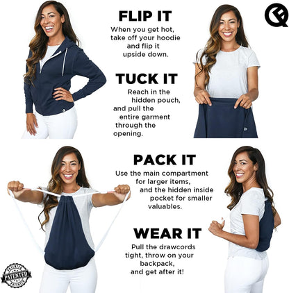 2-In-1 Reversible Backpack Hoodie (As Seen on SHARK TANK) Unisex Full-Zip Hero Hoodie Lite