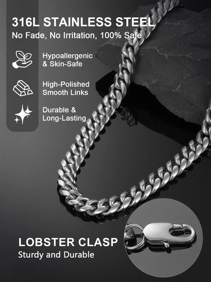 Hip Hop Men Necklaces Curb Cuban Chains 20Inch 10Mm Stainless Steel Chains Fathers Day Necklace Gift for Mens Dad Son